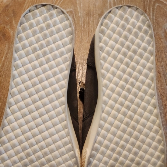 STEVE MADDEN Platform Wedgie Gray Suede Double Zip Sneaker Bootie Womens Size 8 - Picture 11 of 12